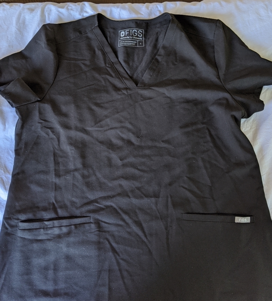 Women's black FIGS scrub top size Large